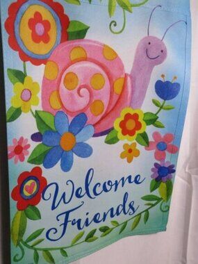 Spring Snail Flower Garden Flag Small 18x12 Welcome Friends Evergreen